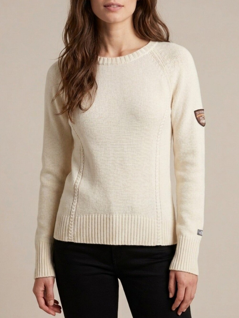 XS The North Face Women's Sweater Cream Pullover Cotton Wool Blend Baselayer